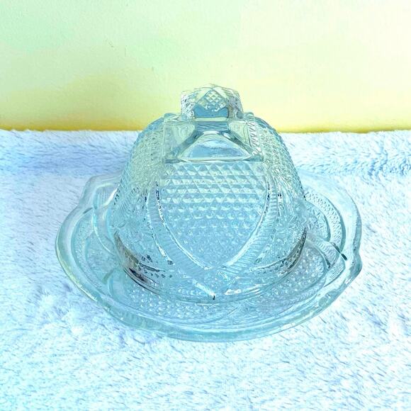 EAPG Butter Dish Early American Pattern Glass Dome Covered Cheese Antique - Picture 9 of 9